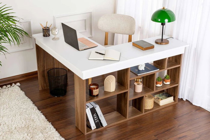 Hanah Home Vesper - Escritorio de Estudio Nogal y Blanco Hanah Home Vesper - Escritorio de Estudio Nogal y Blanco